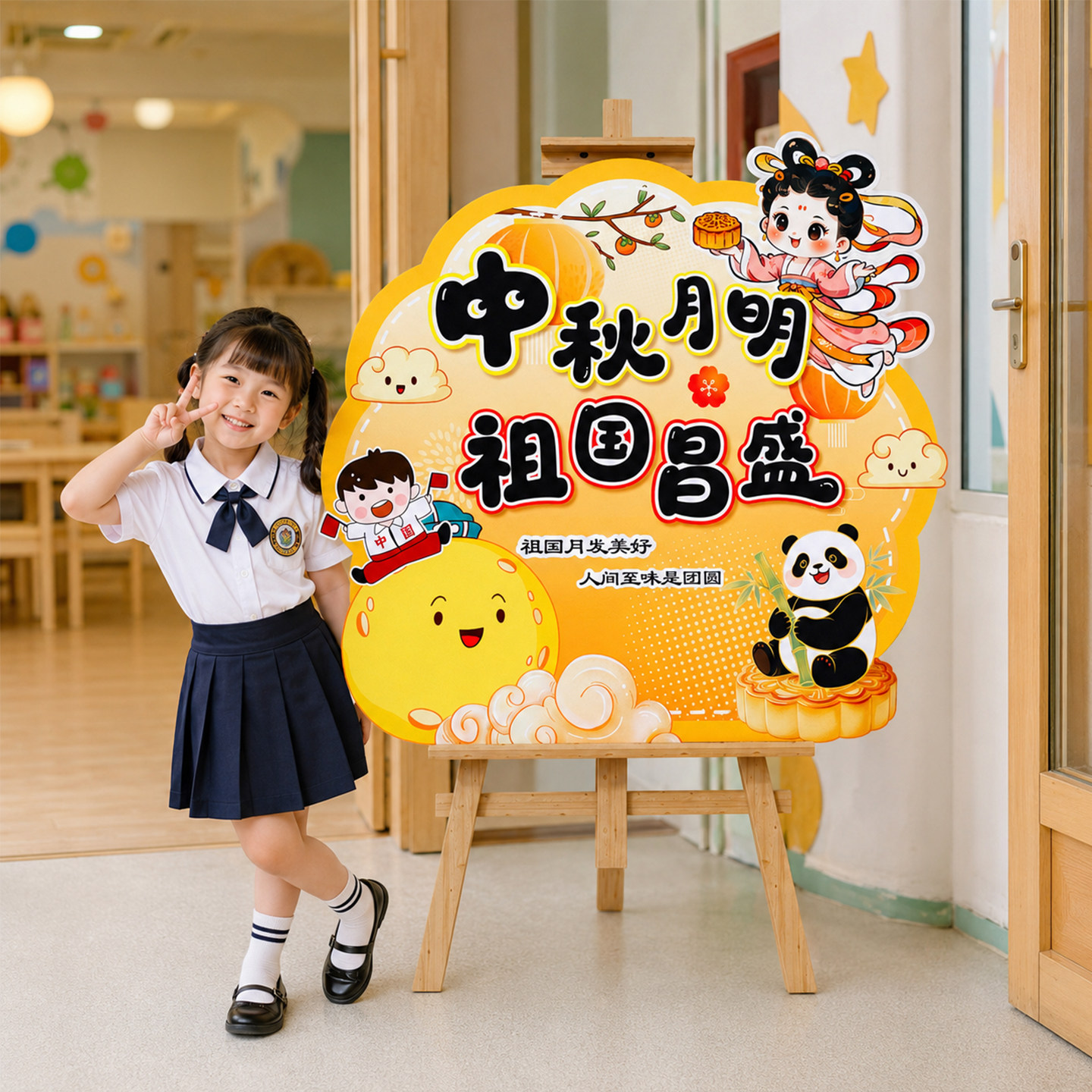 中秋节场景布置装饰活动幼儿园小节日装扮用品