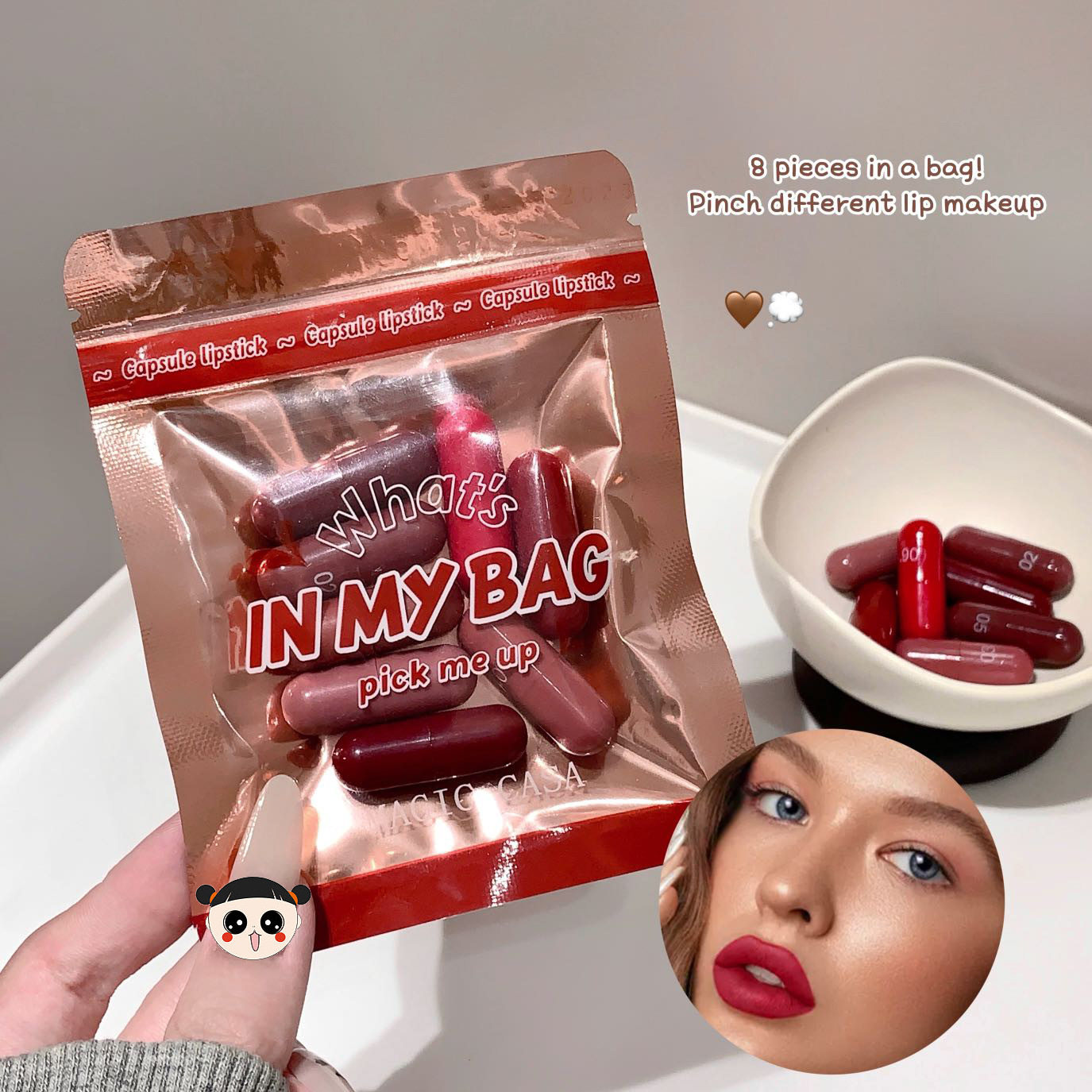 【跨境】8色口红胶囊口红套装自然持久不沾杯迷你哑光唇膏批发,彩妆/香水/美妆工具,唇彩/唇蜜/唇釉/唇泥/唇霜,淘宝优惠券,粉丝福利购,淘宝优惠卷