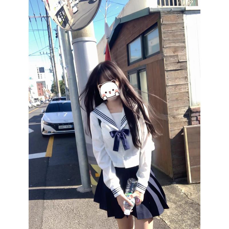 学院风JK制服套装女海军领水手服长袖衬衫校供感衬衣日系甜美上衣