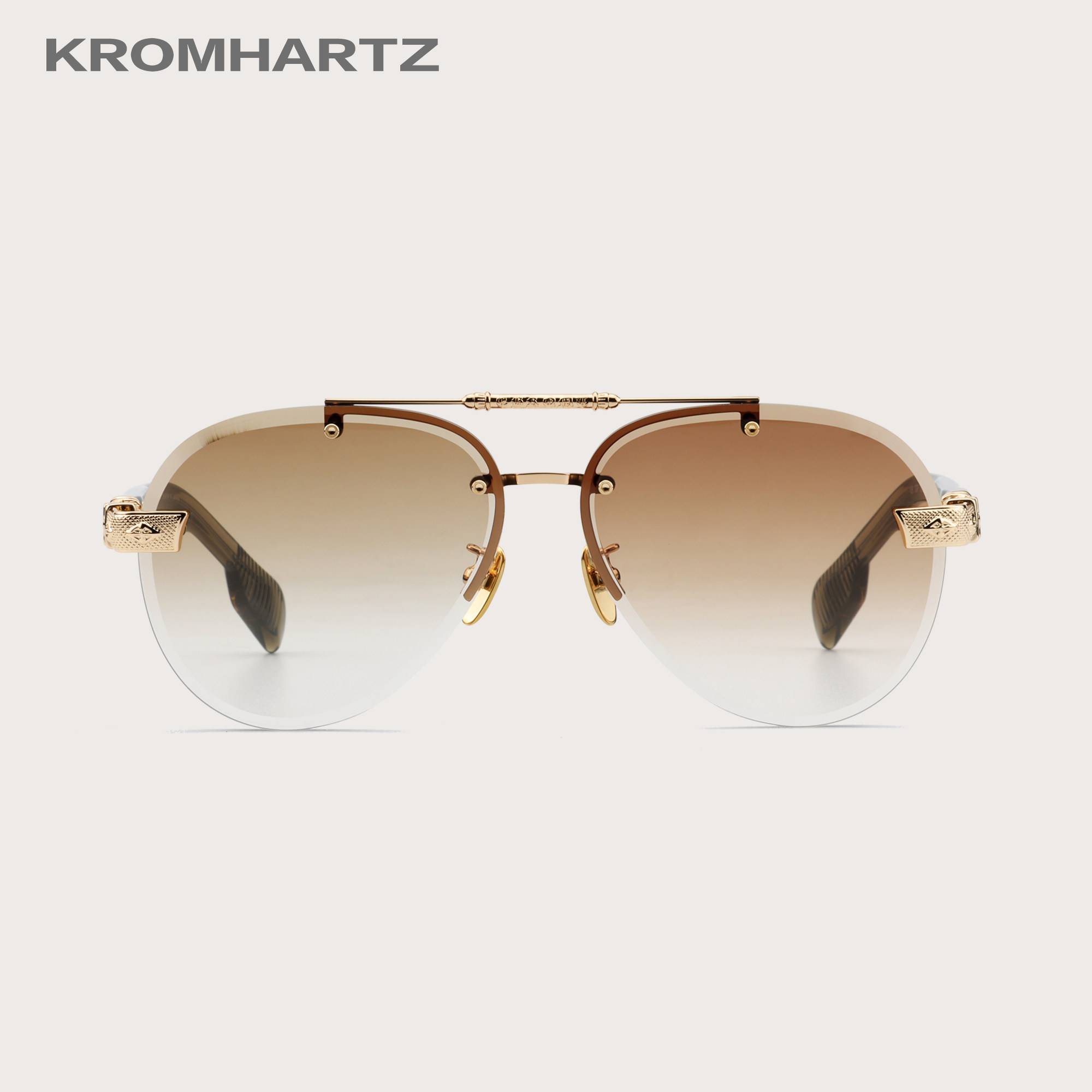 KROM HARTZ眼镜渐变偏光太阳镜男双梁飞行员大框时尚遮阳无框墨镜