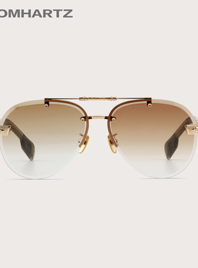 KROM HARTZ眼镜渐变偏光太阳镜男双梁飞行员大框时尚遮阳无框墨镜