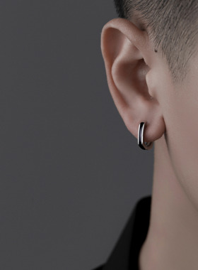 S925银滴胶耳环男士夏季养耳洞耳扣女小众设计感痞帅耳饰轻奢百搭