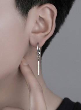 索隆长条吊坠耳环男潮痞帅高级感个性男士耳圈小众设计感单只耳饰