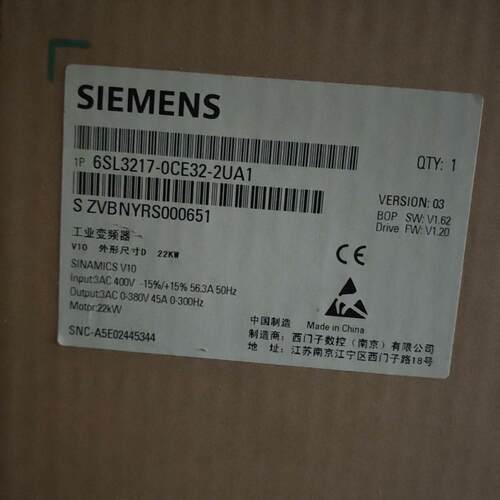 6SL3217-0CE32-2UA1 工业变频器 22KW V10议价维修