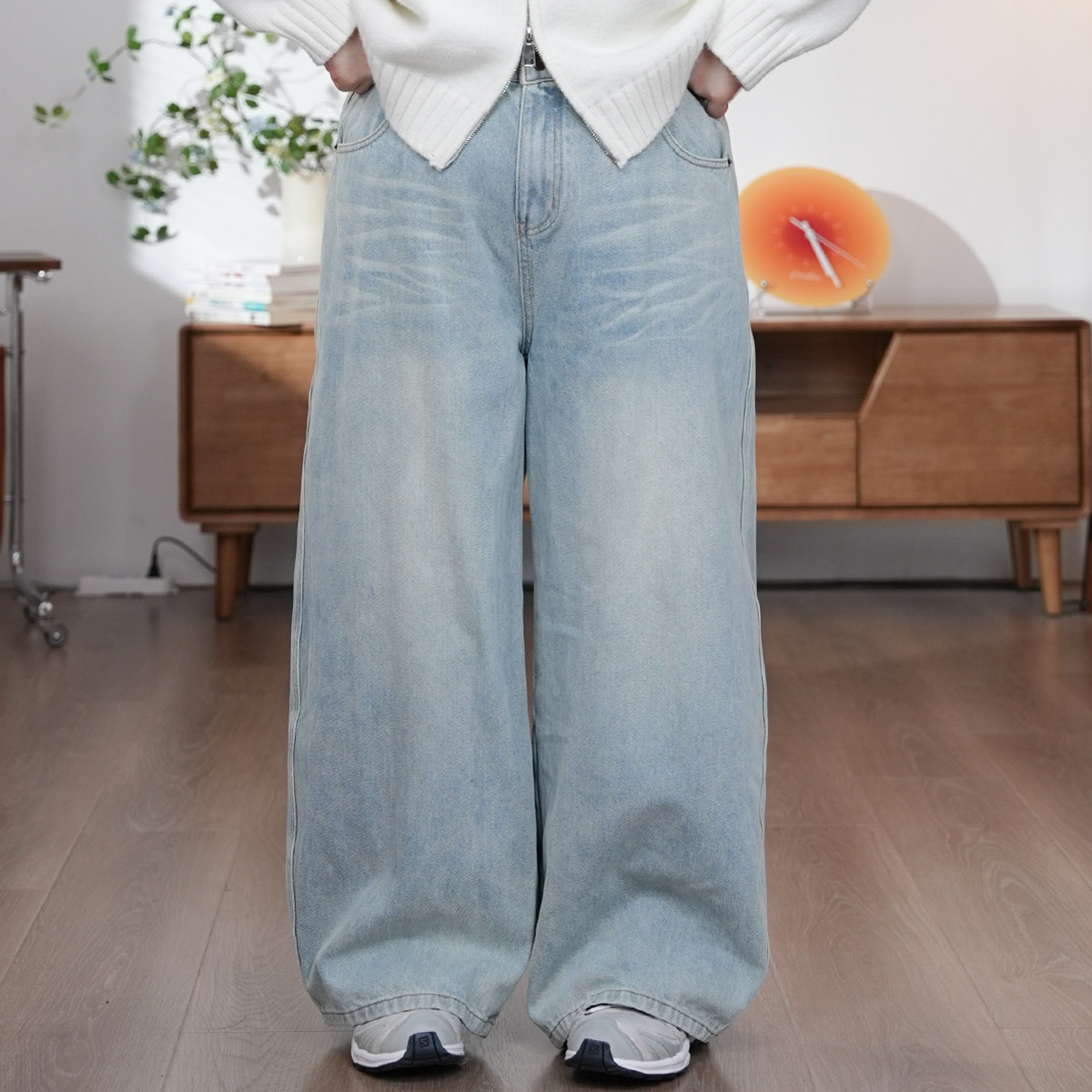 福饮沸别【落日荒丘】大码胖mm冬季复古刺绣牛仔裤ZY25122