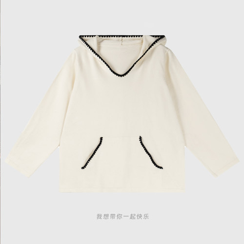 福饮沸别【那个女孩】大码胖mm秋季新款休闲口袋连帽撞色毛衣F528
