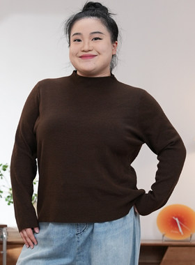 福饮沸别【针织打底】秋季大码胖mm针织小高领打底毛衣YP25127