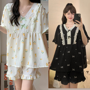 大码 短裤 睡衣女夏季 宽松舒适可爱短袖 家居服3035 薄款 福饮沸别