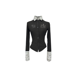 衬衫 Gods 原创暗黑轻亚斑马纹拼接辣妹高级长袖 上帝计划 女 plan