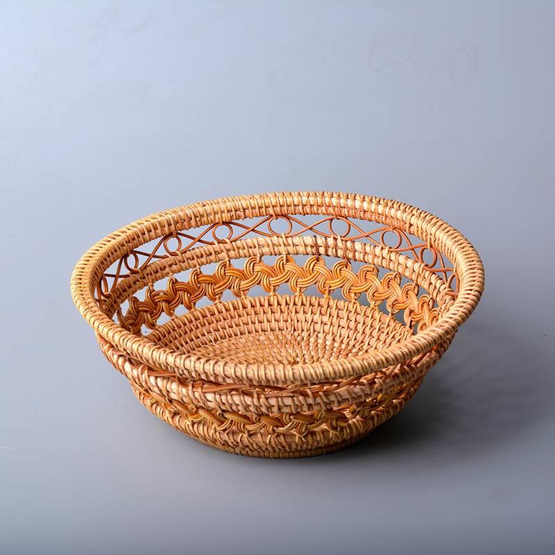 藤编收纳筐镂空 家用 手工 果篮 桌面收纳筐茶几干果盘水果盘客厅