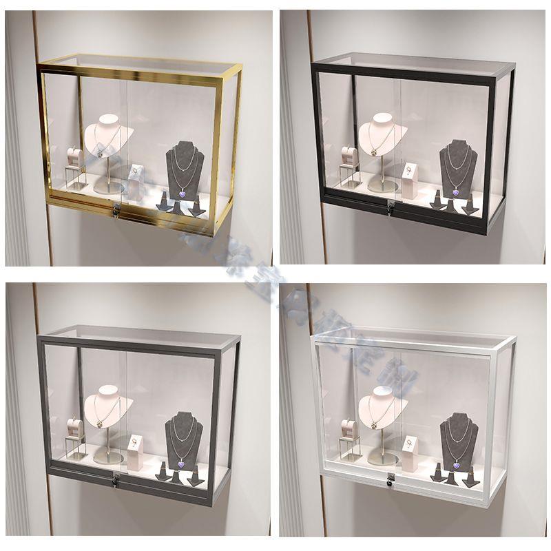 珠宝饰品展示柜上墙挂壁柜烤漆桌面小型手办玻璃轻奢首饰吊柜定制