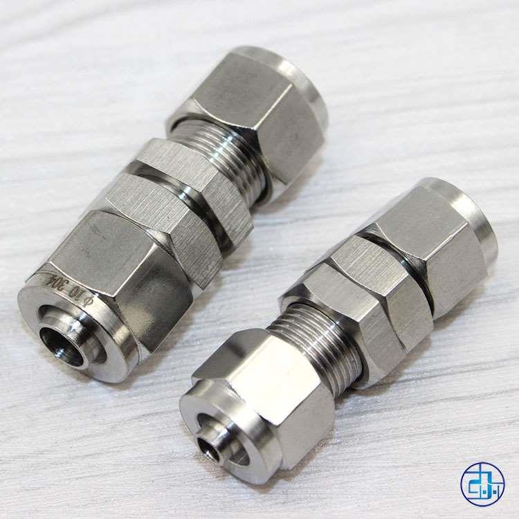 304不锈钢快拧穿板接头PU 四氟 硅胶软管接头 快拧穿板 隔板接头