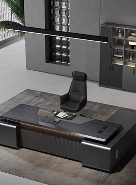 老桌高档经理QLN大办公班室单板桌烤漆简约轻奢台总裁桌主管桌椅