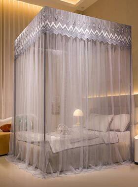 2CEB024款防尘顶宫廷蚊帐地加密加厚落支架老式纹账开门家新用单