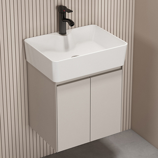 小户型太空铝浴室柜组合卫生间窄边洗手洗脸盆柜阳台迷你洗漱台池