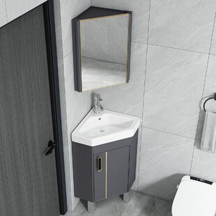 三角形浴室柜组合小户型落地式洗手盆阳台卫生间转角迷你洗脸盆柜