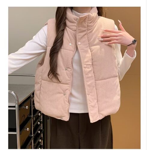 2026新款秋冬季灯芯绒棉服棉马甲百搭女背心坎肩外套马夹女