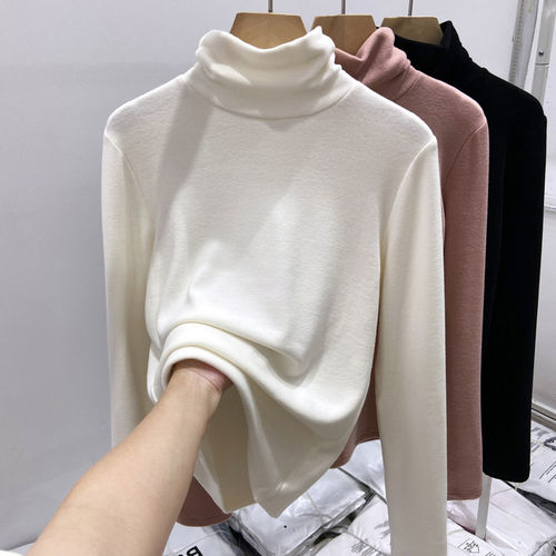 儿童德绒打底衫高领上衣春秋冬双面德绒保暖上衣男女童洋气长袖