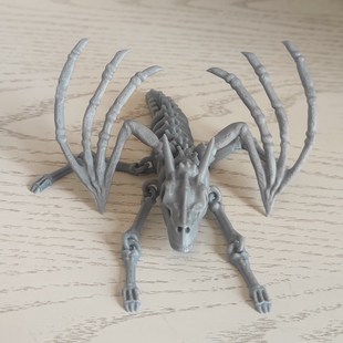 3D打印带翅膀骨骼龙四足骸骨龙骨架多关节可动怪兽恶龙手办玩具