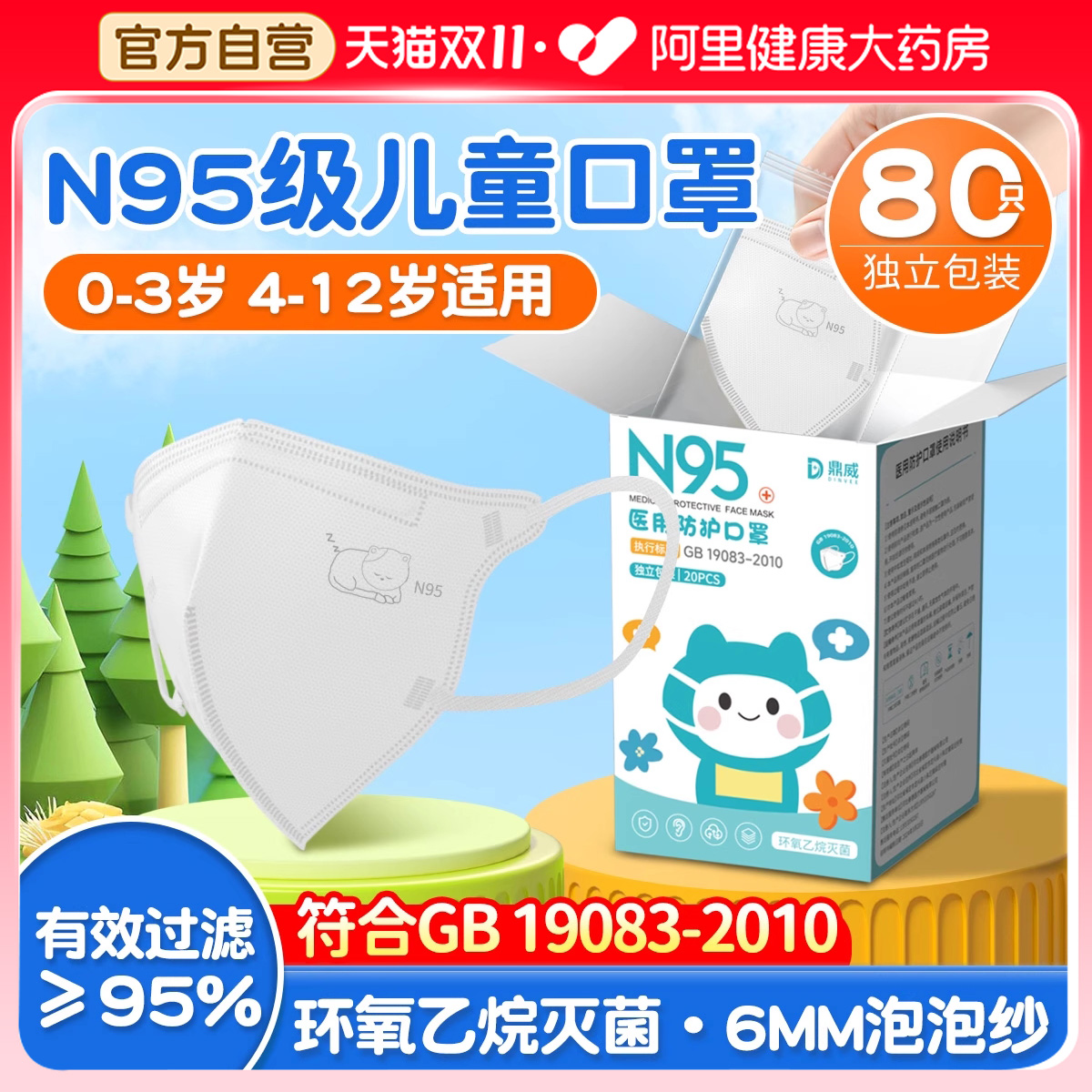 儿童n95级医用防护口罩医疗级别