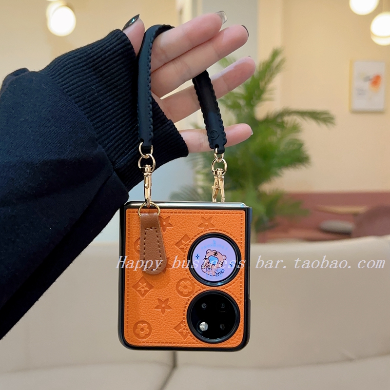适用华为p50pocket2皮质手机壳