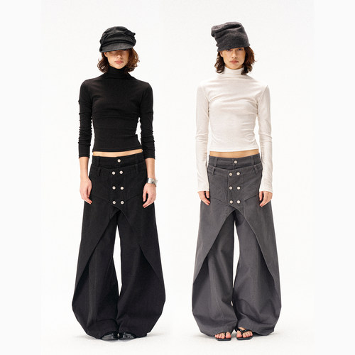 COSTUSTOOT双排扣门襟阔腿工装裤