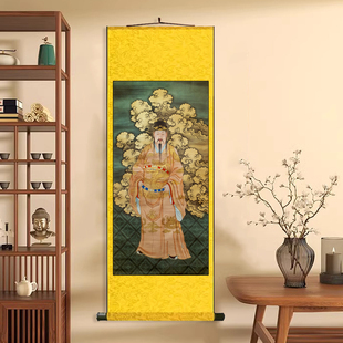 炳灵公 阿弥陀佛画像挂画佛堂供奉佛像背景客厅丝绸装饰画竖版画