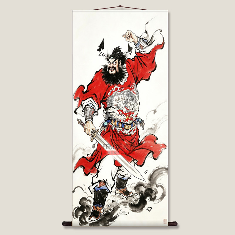 钟馗 禅意挂画人物画丝绸卷轴画客厅装饰酒店走廊佛堂装饰画包邮