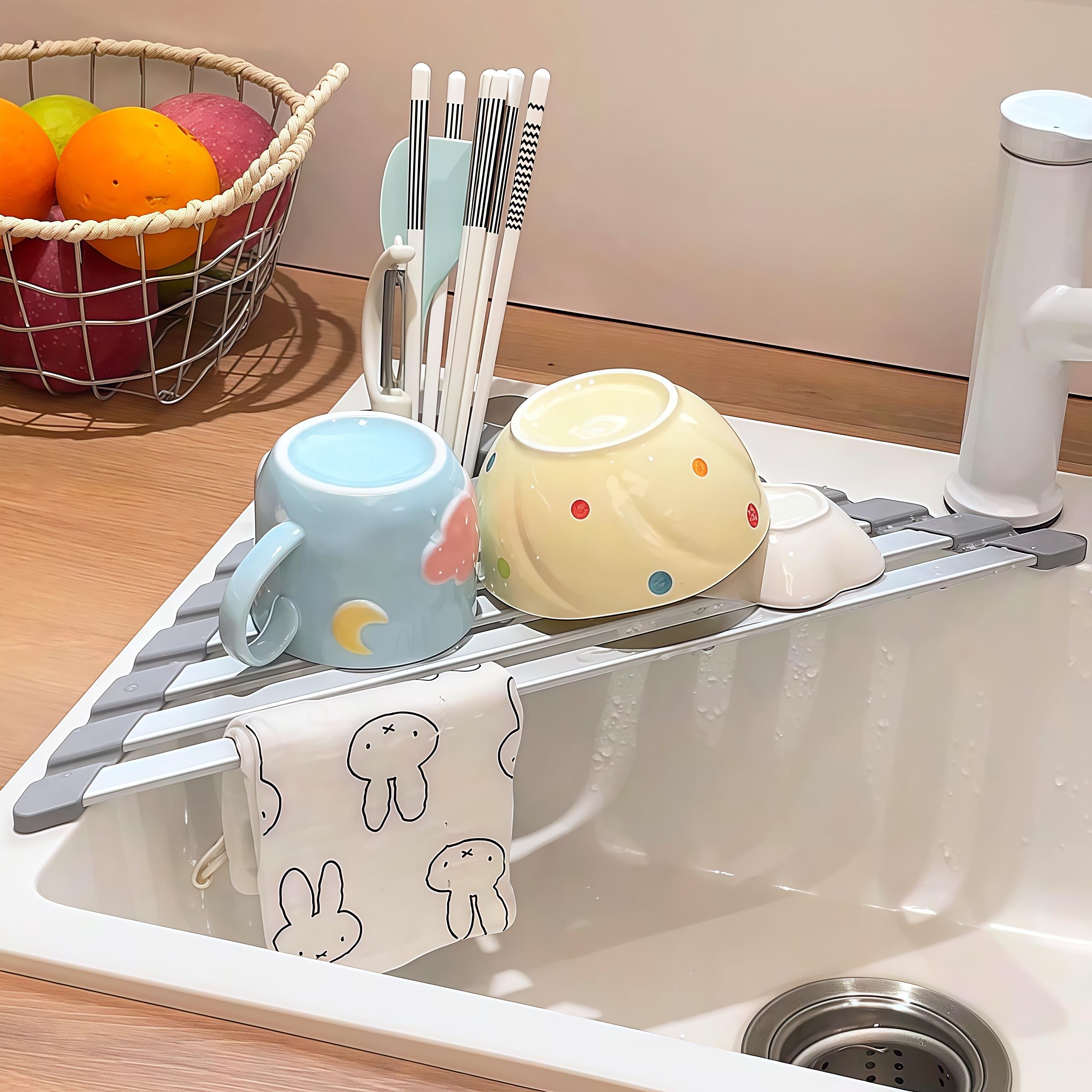 三角水槽沥水架厨房碗碟筷子置物架洗碗池多功能收纳滤水可折叠