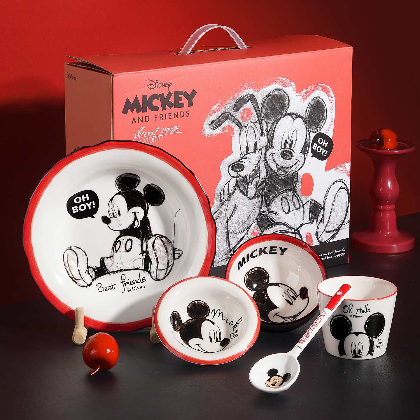 迪士尼米奇陶瓷餐具套装一人食