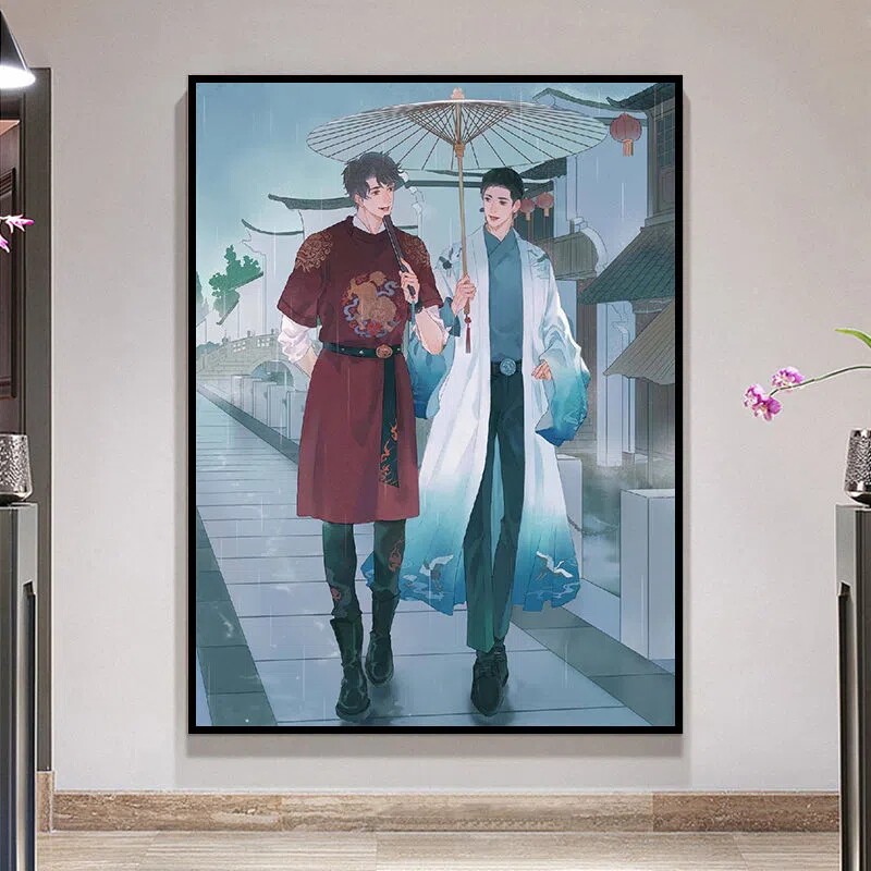 188男团diy填色数字油画高颜值水千丞原耽人物简隋英邵群油彩画