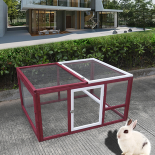木质兔子笼子大空间室外跑笼实木鸭笼铁丝网片室内家用鸡舍防腐木