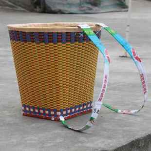竹背篓竹编大号塑料彩色买菜四川采摘胶背篓家用成人藤编舞蹈云南