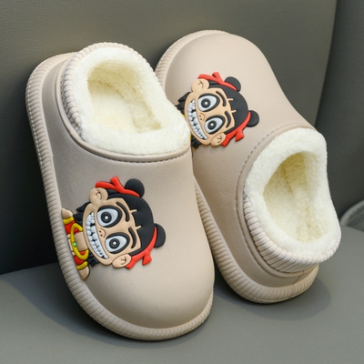 哪吒棉拖鞋包跟冬季男童女宝宝居家保暖防滑防水加绒儿童保暖棉鞋