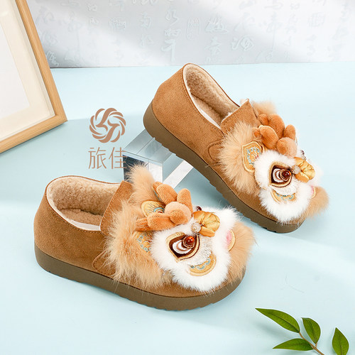 虎头勃肯鞋女成人麒麟鞋真兔毛