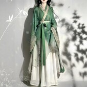 淮竹 套装 魏晋风南北朝大袖 绿色成人古风齐腰古装 衫 原创汉服女