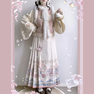 原创汉服女【拾香】明制加绒加厚比甲琵琶袖里衣马面裙套装冬季款