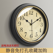 北欧家用挂钟大气客厅钟表挂墙时钟静音饭厅覆古艺术装 饰石英钟壁