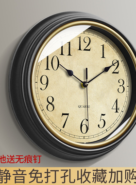 北欧家用挂钟大气客厅钟表挂墙时钟静音餐厅复古艺术装饰石英钟壁