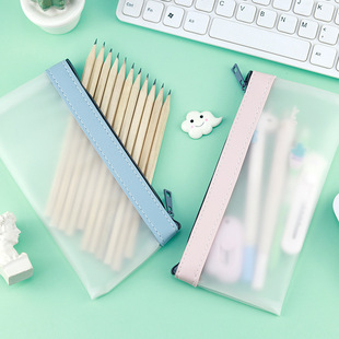 大容量透明笔袋韩版可爱简约磨砂ins日系小学生文具化妆笔收纳袋