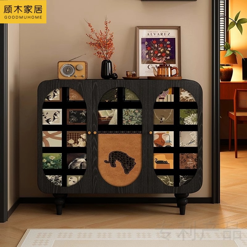 法式中古风实木餐边柜玄关置物柜