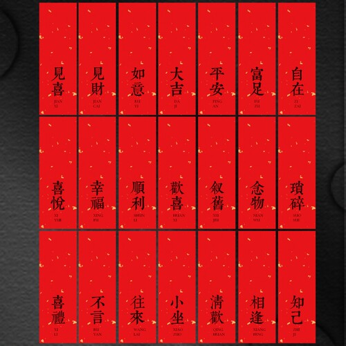长乐常安国风文字不干胶祝福手帐装饰封口贴纸手机古风贴画自粘纸