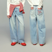 学院风撞色绣花裤 MINIkids童装 新款 女儿童春季 子 微弯刀牛仔长裤