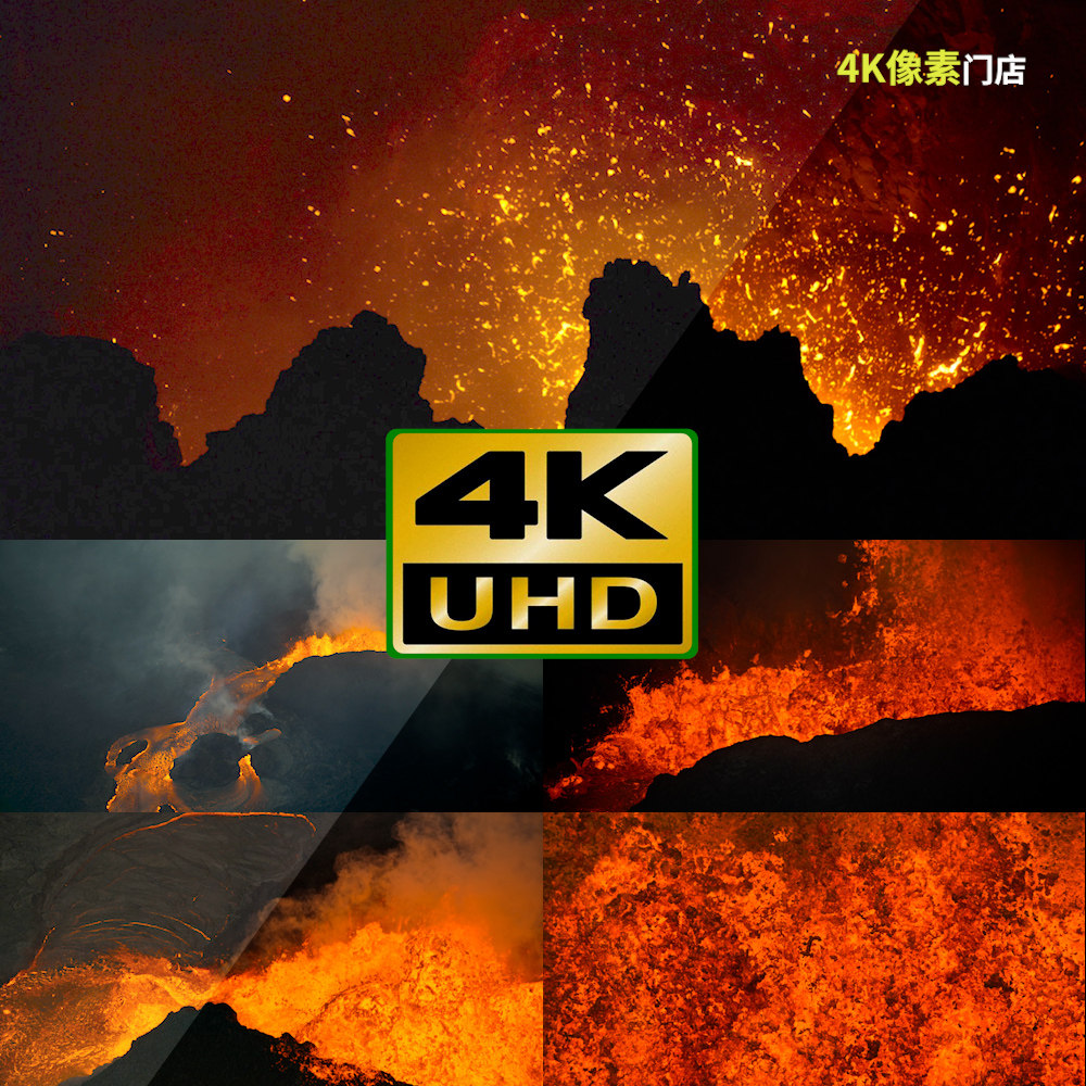 583-4k视频素材-火山爆发岩浆热浪喷发烟雾浓烟粉尘炎热灾害