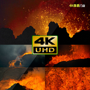 583-4K视频素材-火山爆发岩浆热浪喷发烟雾浓烟粉尘炎热灾害