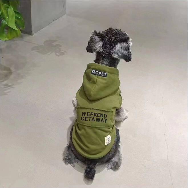 狗狗衣服秋季连帽炸街款小型犬韩版休闲清仓无袖帅气战损风格卫衣