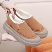 2025冬季 雪地靴加绒加厚棉靴软底防滑一脚蹬妈妈鞋 新款 踏月族时尚