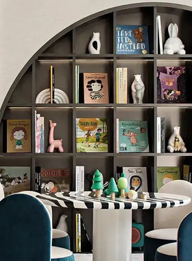 现代简约样板间儿童房书柜