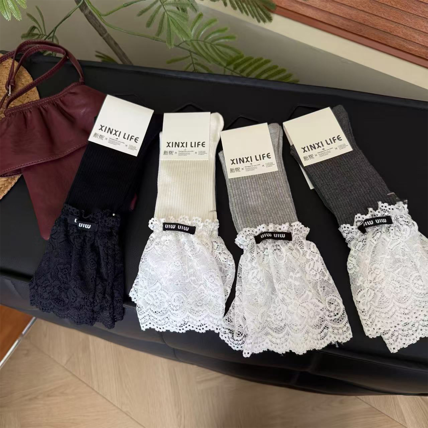 秋冬百搭花边长靴设计感小众韩系