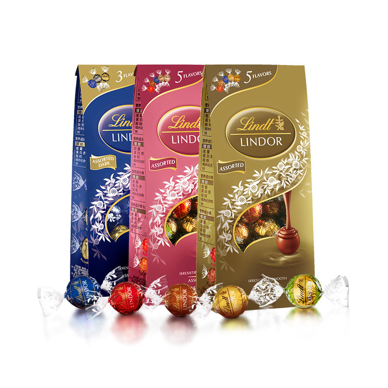 Lindt瑞士莲软心牛奶巧克力精选多口味分享装休闲零食巧克力小吃